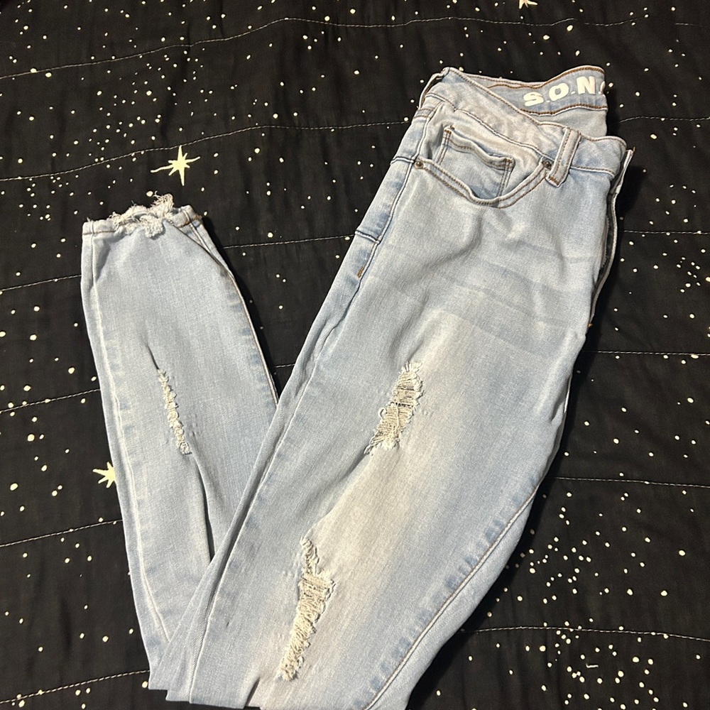 Blue Skinny Distressed Jeans